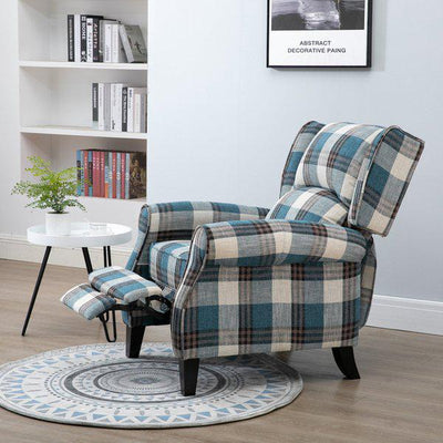 Checkered Armchair Plush Single Sofa Recliner For Living Room