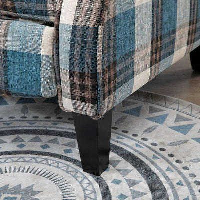 Checkered Armchair Plush Single Sofa Recliner For Living Room