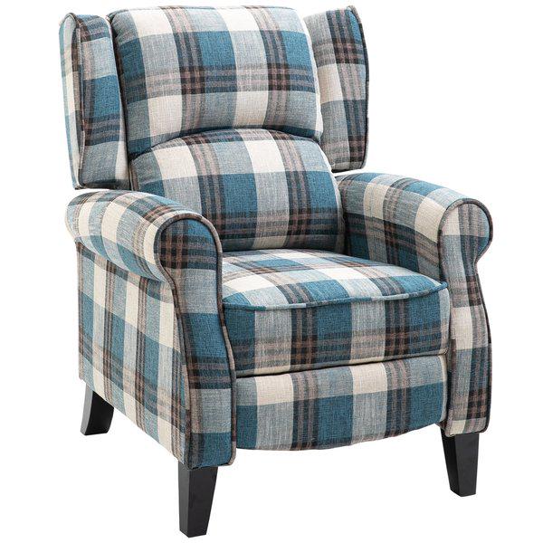 Checkered Armchair Plush Single Sofa Recliner For Living Room