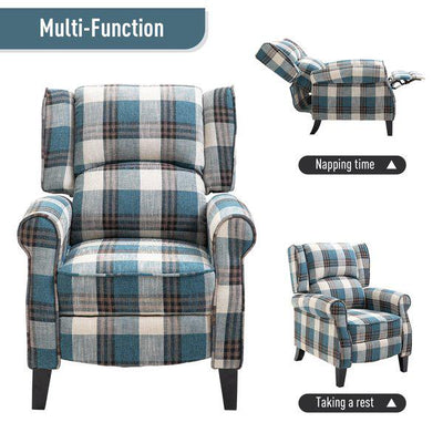 Checkered Armchair Plush Single Sofa Recliner For Living Room