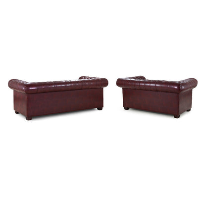 Chesterfield 2 & 3 Seater Leather Sofa Set