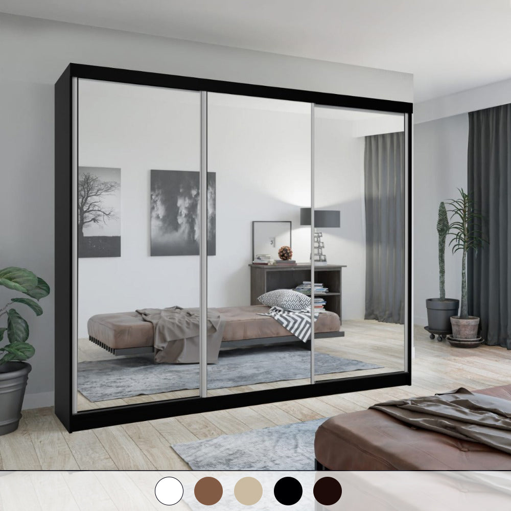 Chicago 3 Door Sliding Door Wardrobe 250cm in 6 colours Infyniti