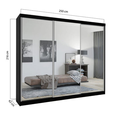 Chicago 3 Door Sliding Door Wardrobe 250cm in 6 colours