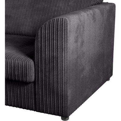 Chicago Jumbo Cord Full Back Black 3 Seater Sofa