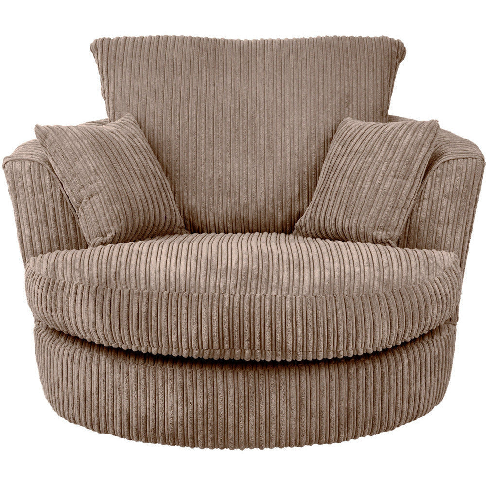 Chicago Jumbo Cord Swivel Chair Chocolate Colour Infyniti Home