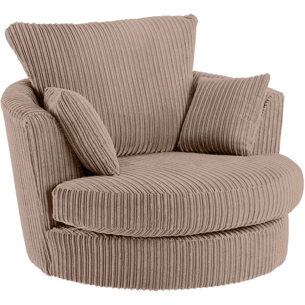 Grey jumbo top cord swivel chair