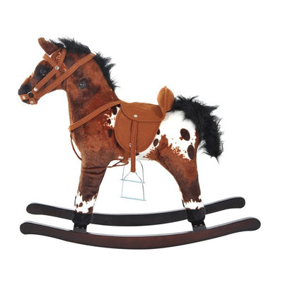 Children Plush Rocking Horse W/Sound - Dark Brown