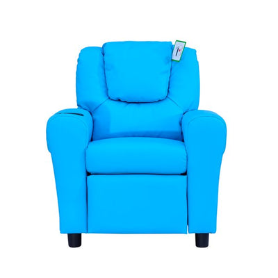 Children Recliner Armchair W/ Cup Holder - Blue