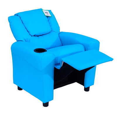 Children Recliner Armchair W/ Cup Holder - Blue