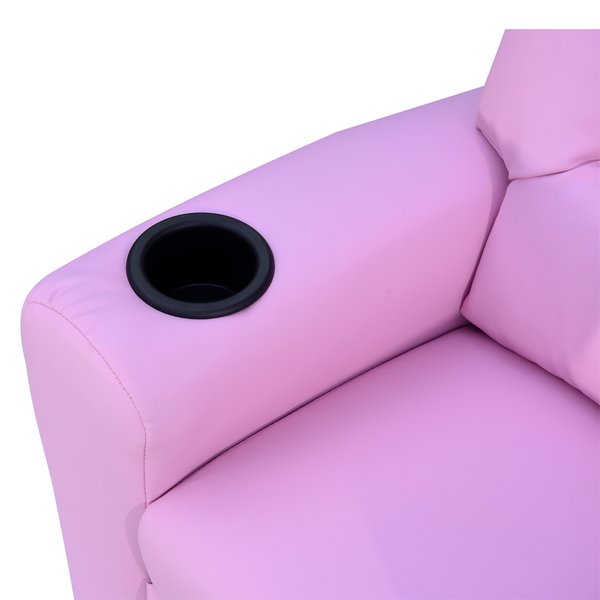 Children Recliner Armchair W/ Cup Holder - Pink