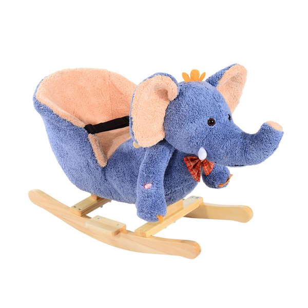 Children Rocking Seat With Sound, Elephant - Blue/Beige