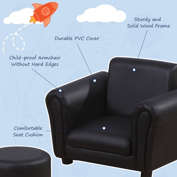 Childrens Single Seater Armchair with Footstool