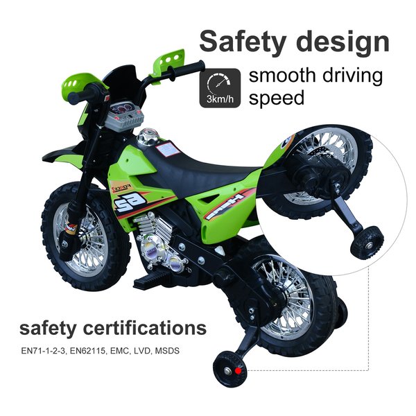 Electric 6V Battery Kids Motorbike Ride On Car W/ 4-Wheels - Green