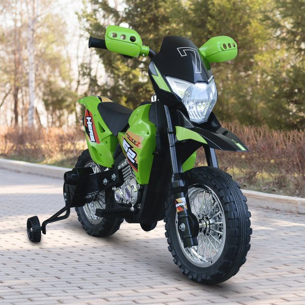 Electric 6V Battery Kids Motorbike Ride On Car W/ 4-Wheels - Green