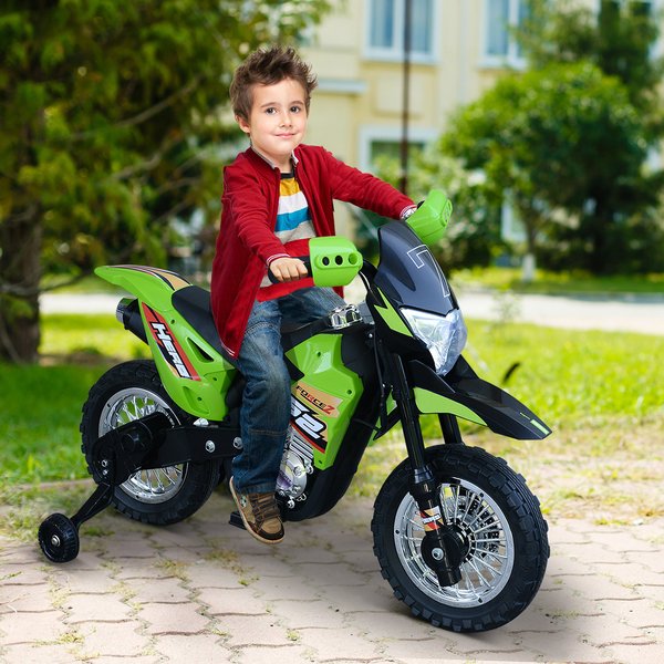 Electric 6V Battery Kids Motorbike Ride On Car W/ 4-Wheels - Green