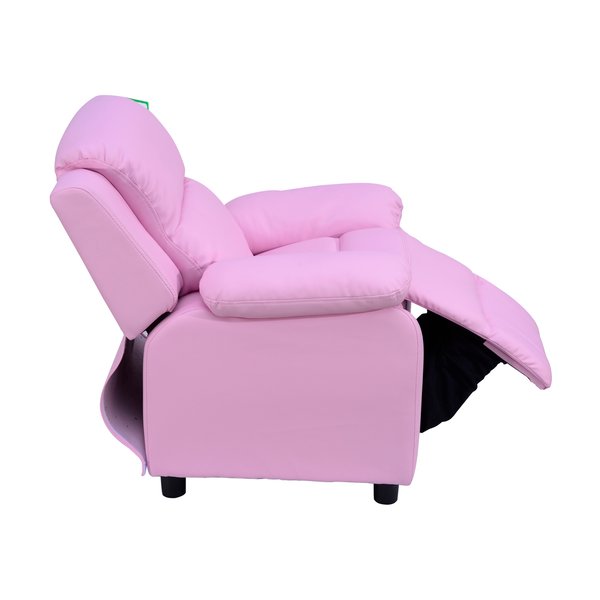 Kids Recliner Armchair W/ Storage Space On Arms - Pink