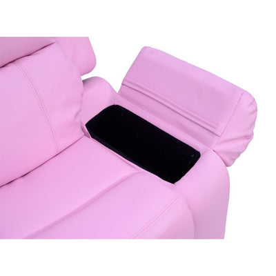 Kids Recliner Armchair W/ Storage Space On Arms - Pink