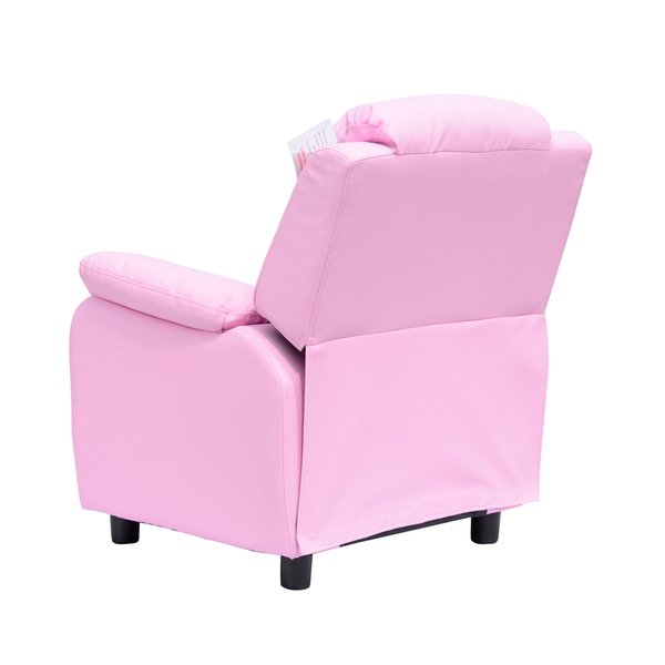 Kids Recliner Armchair W/ Storage Space On Arms - Pink