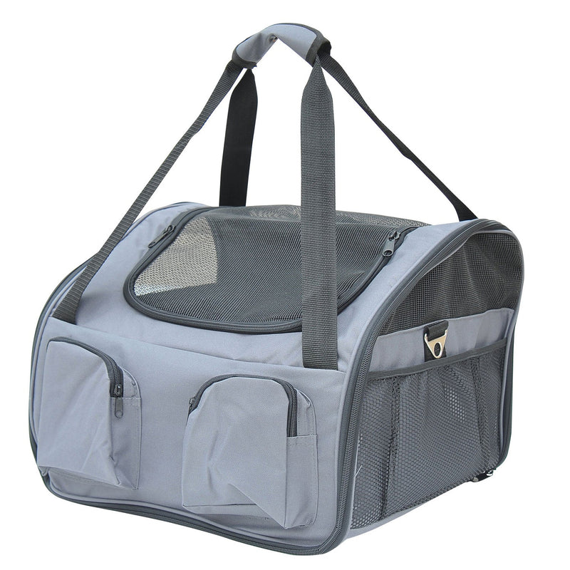 Pawhut Pet Carrier Portable Cat Carrier Folding Dog Bag with Mesh Windows, 41 x 34 x 30 cm, Grey