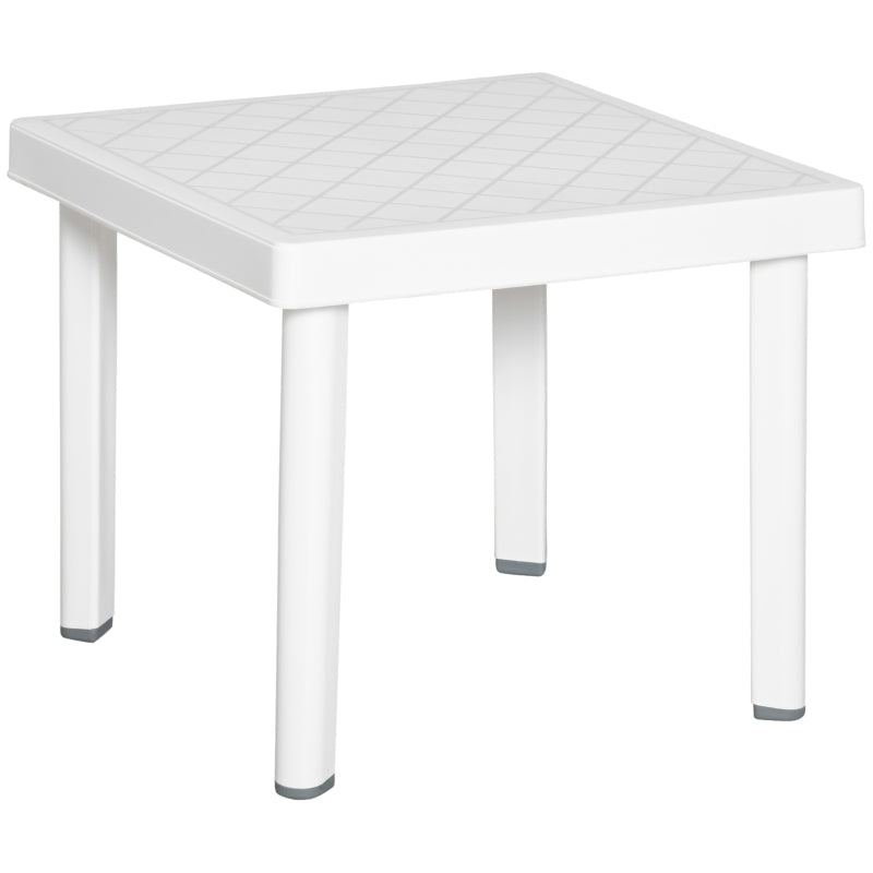 Outsunny Small Square Plastic Outdoor Table - White