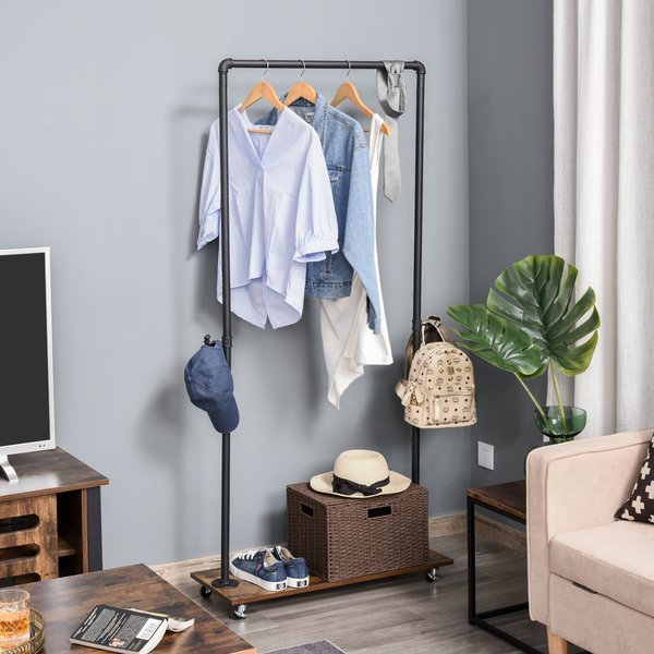 Clothing Garment Rack, Rolling Clothes Organizer On Wheels For Hanging