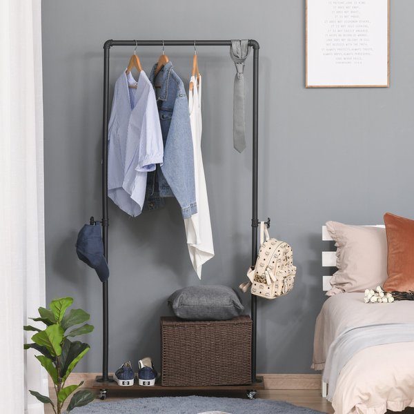 Clothing Garment Rack, Rolling Clothes Organizer On Wheels For Hanging