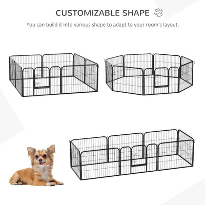 PawHut Heavy Duty Dog Pet Puppy Metal Playpen Play Pen Rabbit Pig Hutch Run Enclosure Foldable Black 80 x 60 cm (Small)