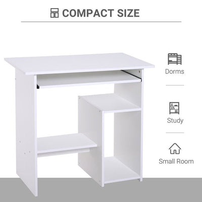 80Lx45Wx73.5H cm. Computer Desk, Particle Board-White