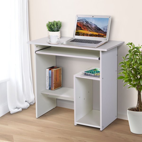 80Lx45Wx73.5H cm. Computer Desk, Particle Board-White