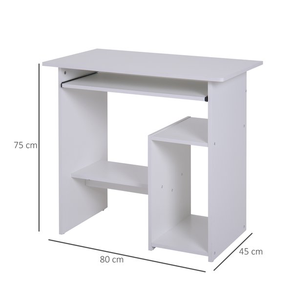 80Lx45Wx73.5H cm. Computer Desk, Particle Board-White