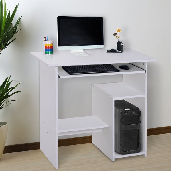 80Lx45Wx73.5H cm. Computer Desk, Particle Board-White