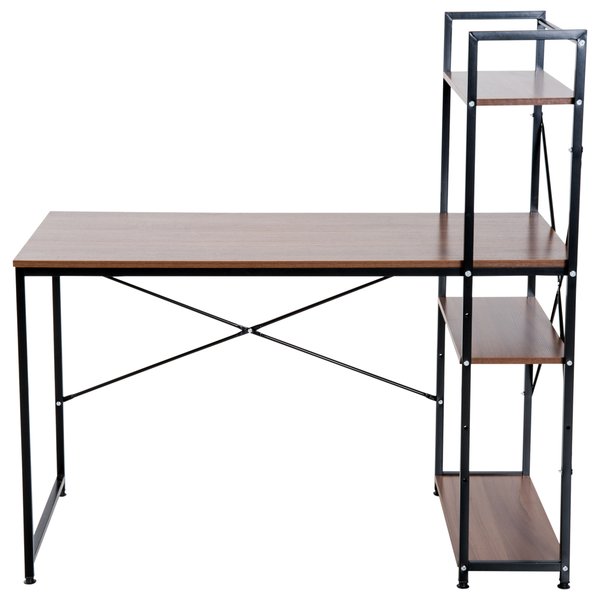 Computer Workstation, Metal Frame- Walnut/ Black 