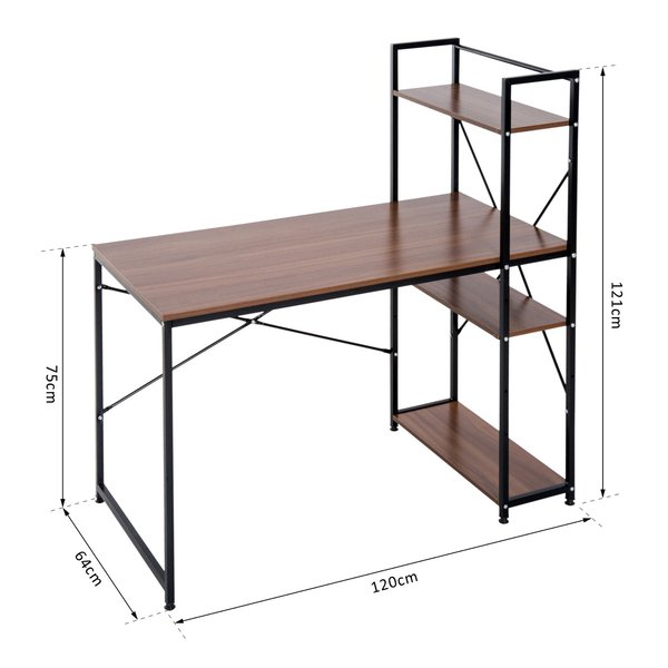 Computer Workstation, Metal Frame- Walnut/ Black 