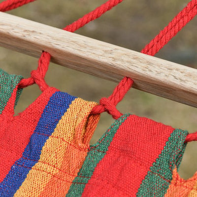 Hammock Swing Chair W/ Headrest And Side Pocket - Rainbow Stripes