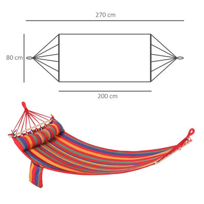 Hammock Swing Chair W/ Headrest And Side Pocket - Rainbow Stripes