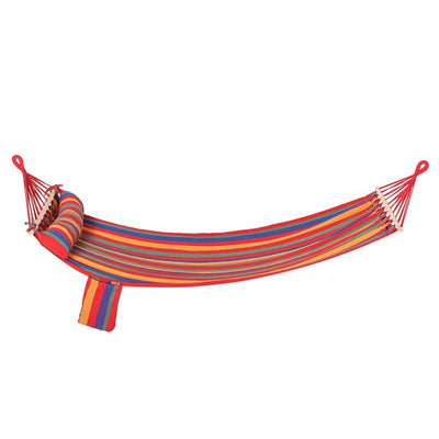 Hammock Swing Chair W/ Headrest And Side Pocket - Rainbow Stripes