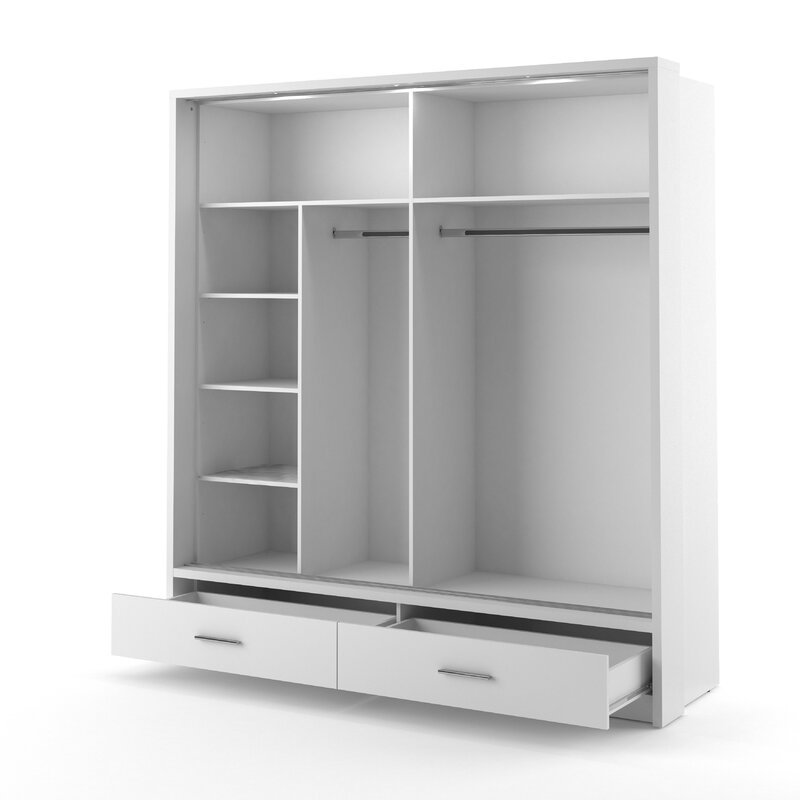 Crestline 2 Door Sliding Wardrobe 200cm White Black Grey