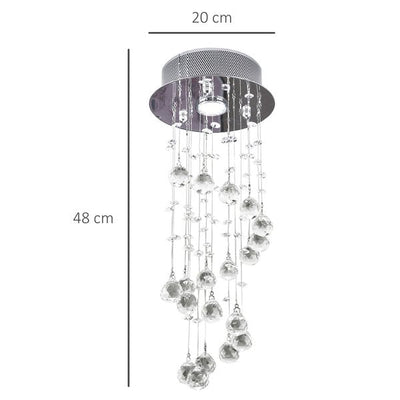 Crystal Ceiling Chandelier, Spiral Rain Drop - Silver/Crystal