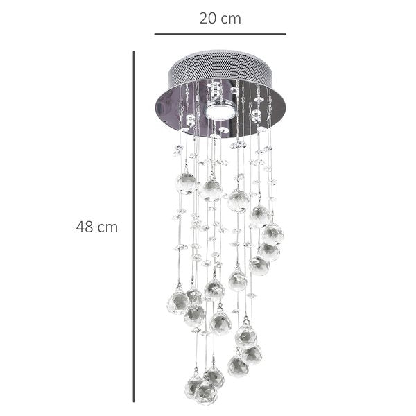 Crystal Ceiling Chandelier, Spiral Rain Drop - Silver/Crystal