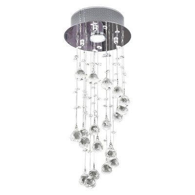 Crystal Ceiling Chandelier, Spiral Rain Drop - Silver/Crystal