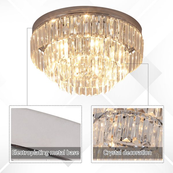 Crystal Ceiling Light Chandelier, For Hallways, Dining Room, Living Room - Transparent