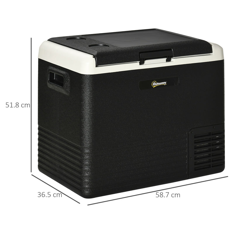 Outsunny 50L Car Refrigerator, Portable Compressor Car Fridge Freezer, Electric Cooler Box with 12/24V DC and 110-240V AC for Camping Down to -20℃