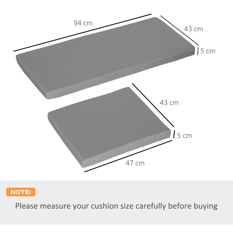 Outdoor Seat Cushion Pads For Rattan Furniture, 3 PCs Garden Cushions, Dark Grey