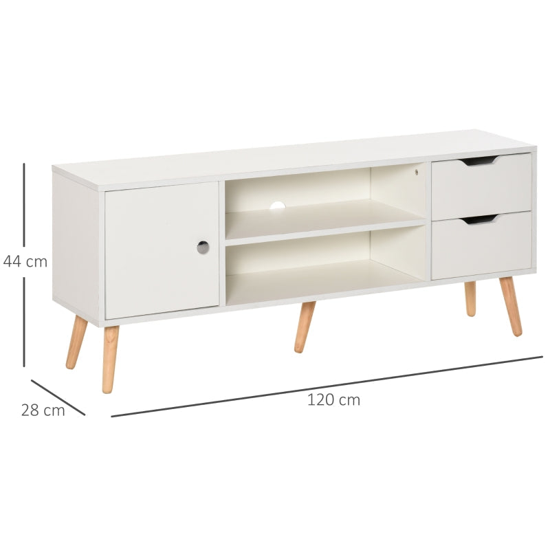 Scandinavian-Style TV Stand, With Drawers Cabinet - White