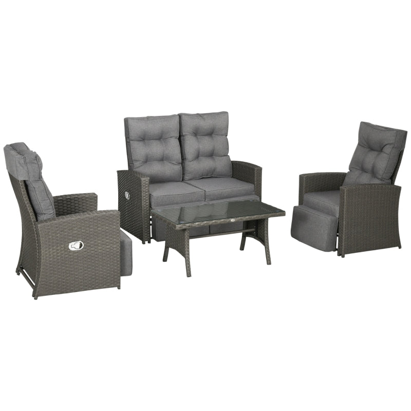 Four-Piece Rattan Chair Set - Grey