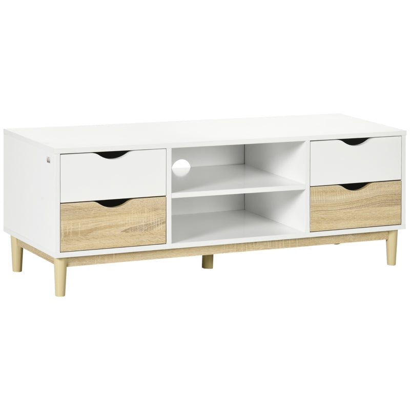 Modern TV Stand, With Storage - White/Wood-Effect