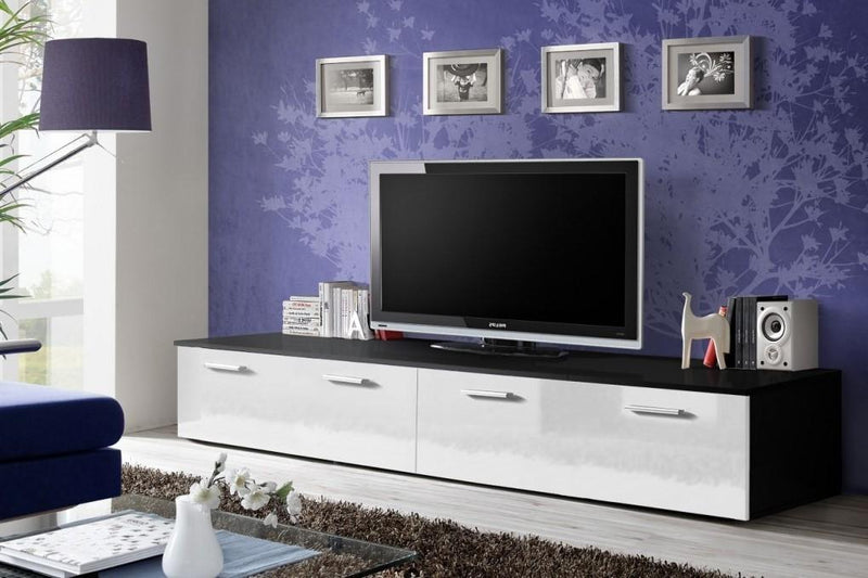 Gabison TV Cabinet in Black and White Gloss