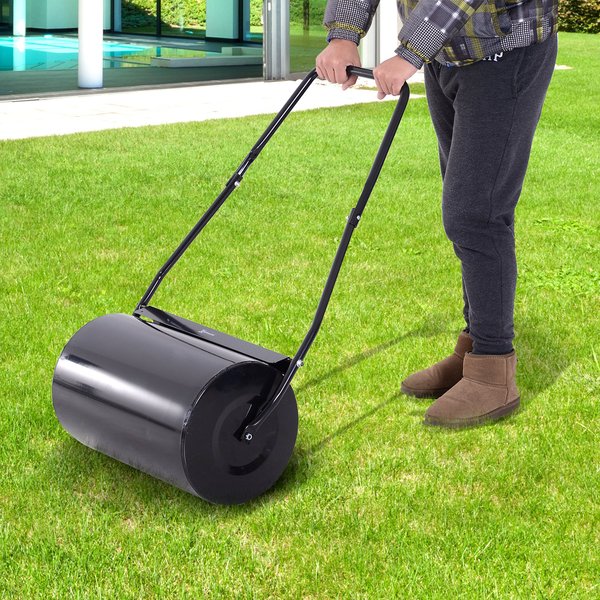 50Lx32Wx105H Cm. Lawn Roller Steel - Black