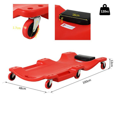 Mechanic Vehicle Creeper W/ Wheels Under Car Repair - Red