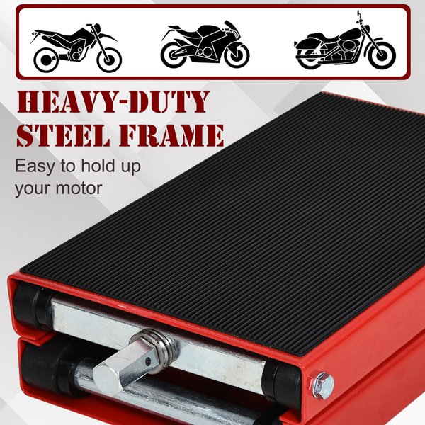 Steel Manual Repair Motorcycle Lift Platform Equipment - Red